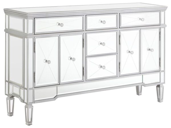 Duchess 5-drawer Mirrored Storage Accent Cabinet Silver