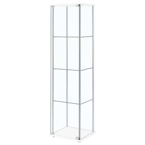 Bellatrix 4-shelf Clear Glass Curio Cabinet White