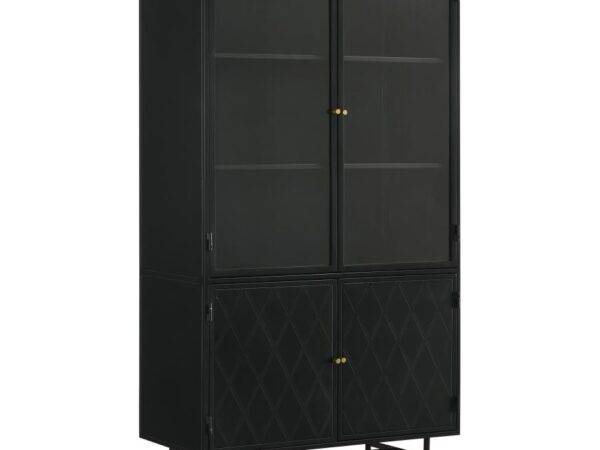 Santiago 4-door Metal Tall Storage Cabinet Matte Black