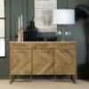 Keaton 3-door Marble Top Herringbone Accent Cabinet Natural