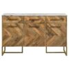 Keaton 3-door Marble Top Herringbone Accent Cabinet Natural