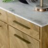 Keaton 3-door Marble Top Herringbone Accent Cabinet Natural