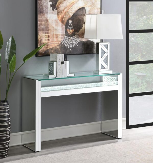 Edna Mirrored Console Table LED Lighting Silver