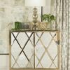Astilbe 2-door Mirrored Accent Cabinet Silver and Champagne
