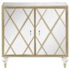 Astilbe 2-door Mirrored Accent Cabinet Silver and Champagne