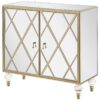 Astilbe 2-door Mirrored Accent Cabinet Silver and Champagne