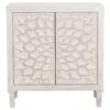 Clarkia Accent Cabinet with Floral Carved Door White
