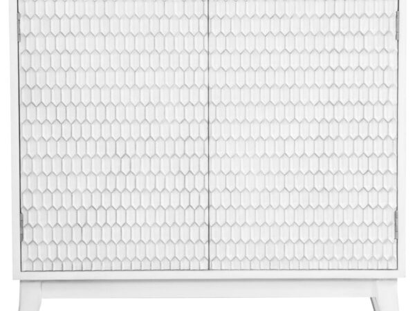 Gambon 2-door Wood Honeycomb Pattern Accent Cabinet White