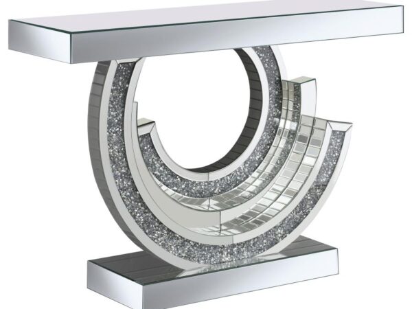 Imogen Sculptural Mirrored Entryway Console Table Silver
