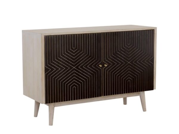 Ixora 2-door Wood Accent Cabinet White Washed and Black