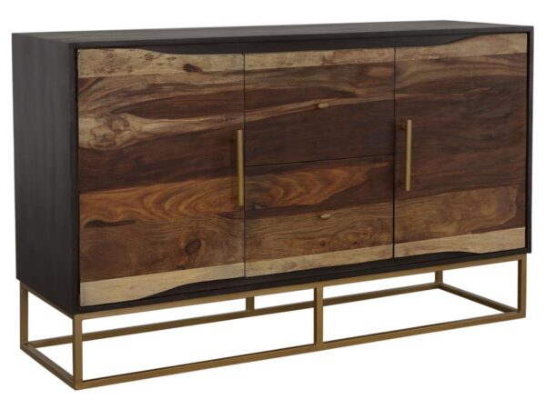 Zara 2-door 57-inch Wood Accent Storage Cabinet Black Walnut