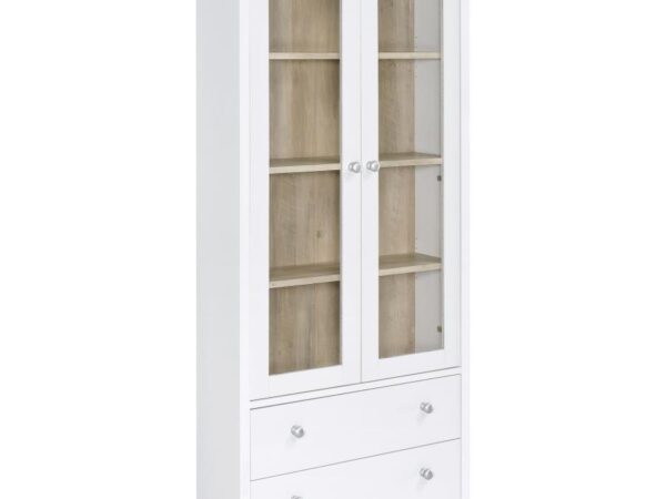 Hawthorne 4-shelf Glass Door Tall Cabinet with Drawers White