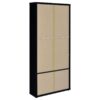Hawthorne 4-shelf Glass Door Cabinet with Drawers Black