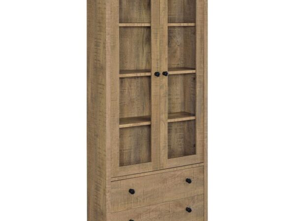 Hawthorne 4-shelf Glass Door Tall Cabinet with Drawers Mango