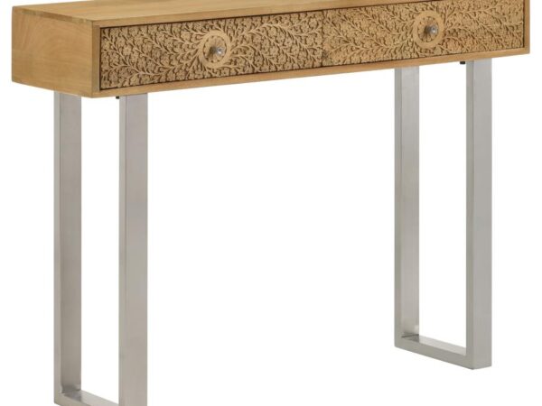 Draco 2-drawer Console Table Hand Carved Details Natural