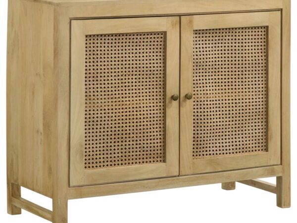 Zamora 2-door Wood Accent Cabinet with Woven Cane Natural