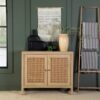 Zamora 2-door Wood Accent Cabinet with Woven Cane Natural