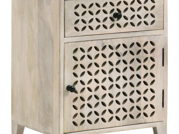 August 1-drawer Trellis Pattern Storage Cabinet White Washed