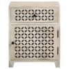 August 1-drawer Trellis Pattern Storage Cabinet White Washed