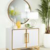 Elsa 2-door Wood Storage Accent Cabinet White and Gold