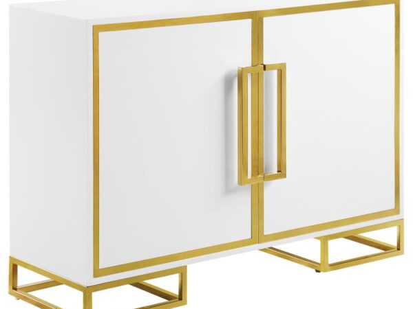 Elsa 2-door Wood Storage Accent Cabinet White and Gold