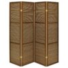 Browning 4-panel Bamboo Room Divider Folding Screen Walnut
