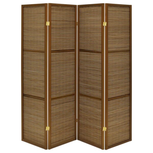 Browning 4-panel Bamboo Room Divider Folding Screen Walnut