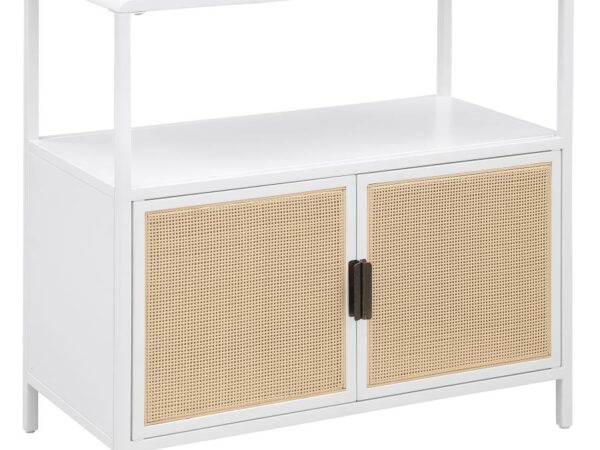 Amherst 2-door Radio Weave Cane Metal Accent Cabinet White