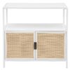 Amherst 2-door Radio Weave Cane Metal Accent Cabinet White