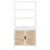 Amherst 3-shelf Radio Weave Cane Metal Accent Cabinet White