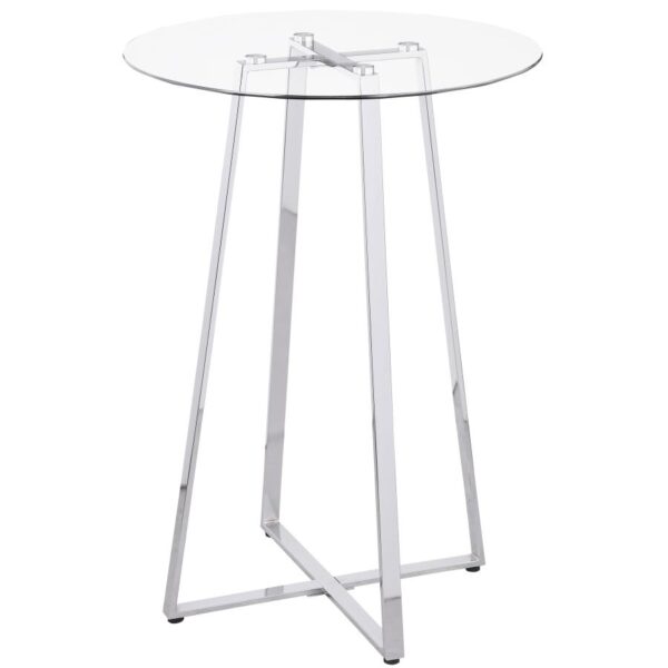 Zanella Round 30-inch Glass Top Bistro Bar Table Chrome