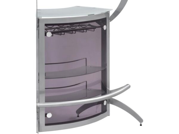 Dallas 2-shelf Curved Freestanding Home Bar Cabinet Silver