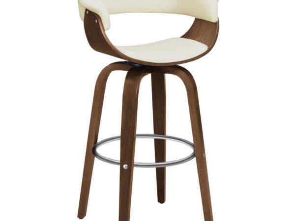 Zion Upholstered Swivel Bar Stool Walnut and Ecru