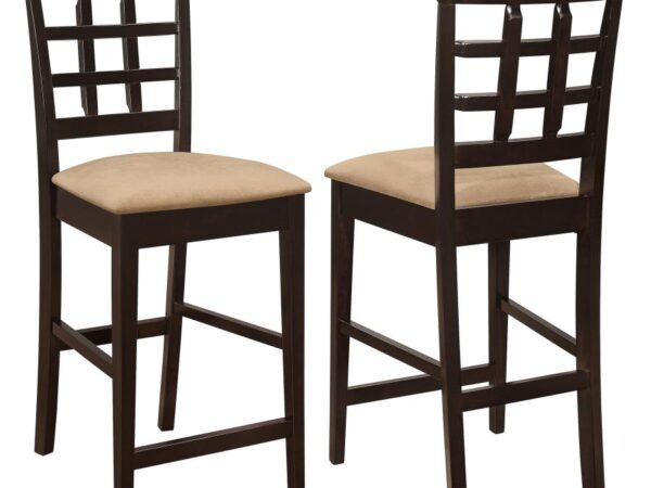 Gabriel Lattice Back Counter Chair Cappuccino (Set of 2)