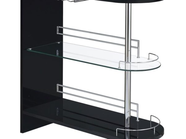 Adolfo Rectangular 2-tier Home Bar Table Black High Gloss