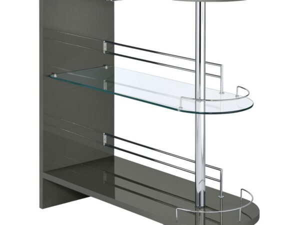 Adolfo Rectangular 2-tier Home Bar Table Grey High Gloss