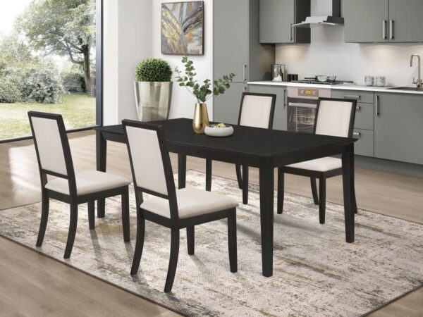 Louise 5-piece Rectangular Extension Leaf Dining Set Black