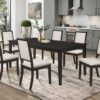 Louise 7-piece Rectangular Extension Leaf Dining Set Black