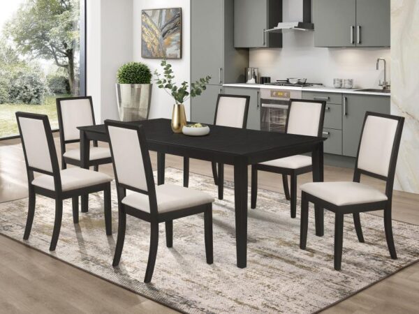 Louise 7-piece Rectangular Extension Leaf Dining Set Black