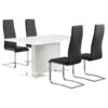 Anges 5-piece Dining Table Set White High Gloss and Black