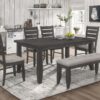 Dalila 6-piece Rectangular Dining Table Set Dark Grey
