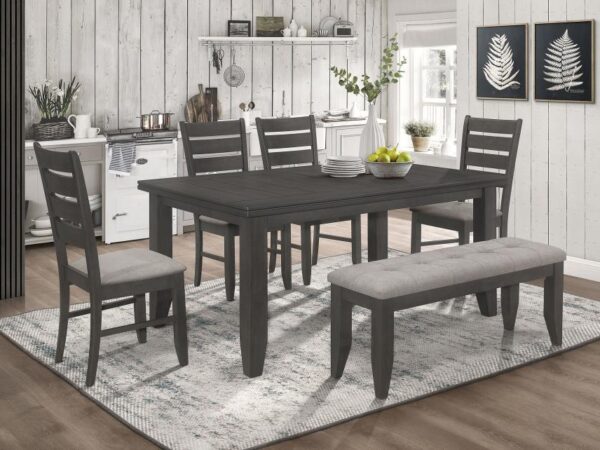Dalila 6-piece Rectangular Dining Table Set Dark Grey