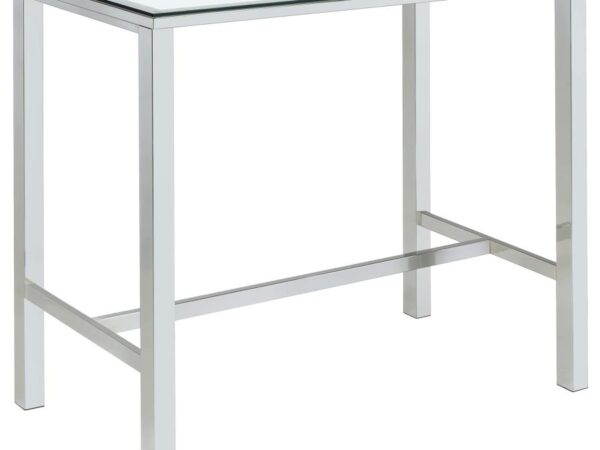 Tolbert Rectangular 47-inch Glass Top Pub Bar Table Chrome