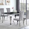 Carone 5-piece 61-inch Rectangular Black Glass Dining Set Grey