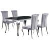 Carone 5-piece 61-inch Rectangular Black Glass Dining Set Grey