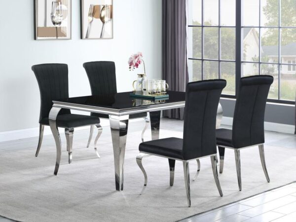 Carone 5-piece 61-inch Rectangular Black Glass Dining Set Black