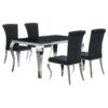Carone 5-piece 61-inch Rectangular Black Glass Dining Set Black