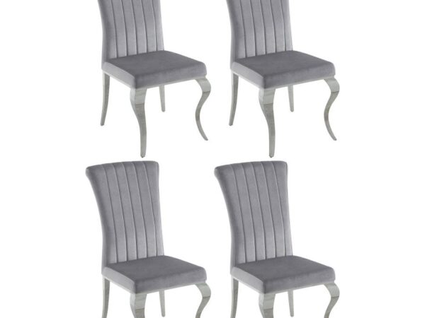 Betty Velvet Upholstered Dining Side Chair Grey (Set of 4)