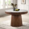 Ortega Round 46-inch Marble Top Wood Dining Table Natural