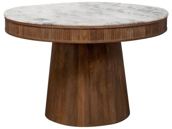 Ortega Round 46-inch Marble Top Wood Dining Table Natural